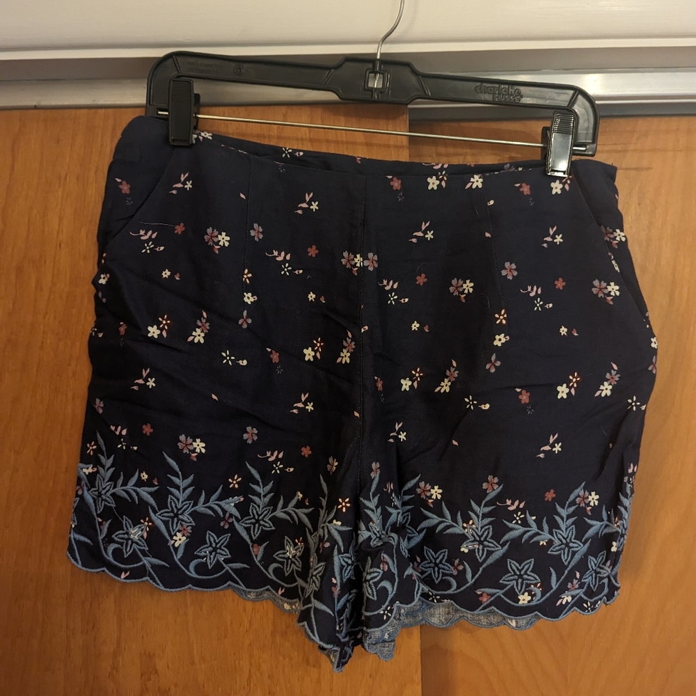 Embroidered Flower Shorts